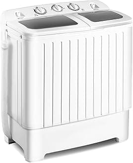 Portable Washing Machine, 20lbs Washer and Spinner Combo, Twin Tub 12lbs Wash & 8lbs Spin, Mini Compact Laundry Clothes Lavadora Portatil for Apartment Dorm RVs (White & Grey)