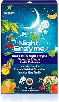 Night Enzyme, Daily Multi Digestive Enzymes, Green Plum Fruit and Vegetables with Probiotics, Relief Bloating, Better Sleep Quality, For Men and Women, Promote Digestive Health- 120 Tablets