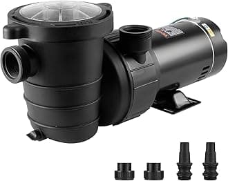 VEVOR Above Ground Pool Pump, 1HP, 80 GPM Max. Flow Single Speed Swimming Pool Pump, 120V 3450 RPM 36 ft Max. Head Lift Pool Pump with Filter Basket, for Above Ground Pools Hot Tubs Spas