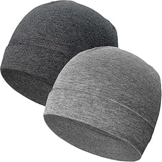 PAROPKAR 3 Pieces Cotton Skull Caps, Lightweight Breathable Skull Beanie Sleep Cap Helmet Liner for Men Women (White Milange Light & Dark Grey)