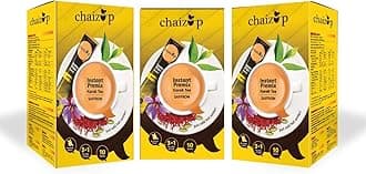 Chaizup Premium 1 Min Instant Saffron Tea Premix - 30 Sachets | Saffron Flavours | 30 Servings | 420g (Pack of 3)