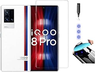 NISHTECH Advanced HD+ Curved UV Tempered Glass Screen Protector Designed for iQOO 8 Pro 5G || Full Screen Coverage with Easy Installation Kit (Anti-Scratch)