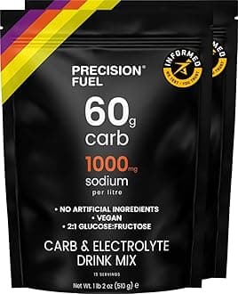 - Precision Fuel PF60 Carb & Electrolyte Drink Mix Powder for Hydration & Energy - Endurance Sports Nutrition, Vegan, Hypotonic - 60g Carb, 1000mg Sodium per Litre - Mild Citrus Flavor, 2-Pack