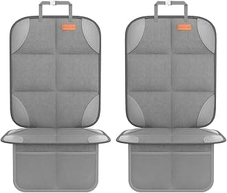 SMART ELF 2 Pack Car Seat Protector - 600D Fabric Waterproof Carseat Protector with Thickly Padded to Protect Your Car Seats from Child Seats and Pets (Light Grey)