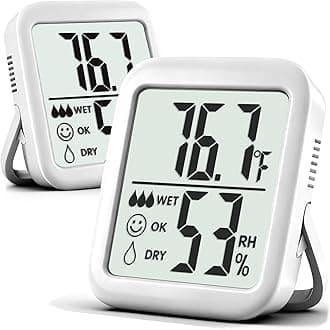 Room Thermometer, 2 Pack Indoor Hygrometer Thermometer, Humidity Meter, Humidity Gauge, Temperature and Humidity Monitor for Baby Room, Bedroom, Reptile Pets, Plants, Greenhouse