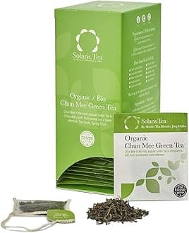 Solaris Tea - Organic Chun Mee Green Tea | 100% Organic Whole Leaf Tea | Certified Vegan | 40x Biodegradable Stitched Teabags, (1 x 60 g)