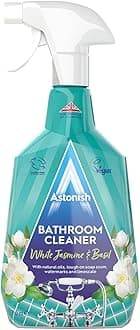Astonish Bathroom Cleaner White Jasmine & Basil, Tough on Soap Scum Watermarks and Limescale, Streak Free Shine, With Natural Oils, Vegan and Cruelty Free Spray, 750ml
