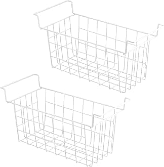 Chest Freezer Baskets 15.5 Inch, Chest Freezer Organizer Bins Metal Wire Storage Baskets with Hanging Handles for Deep Freezer, Set of 2