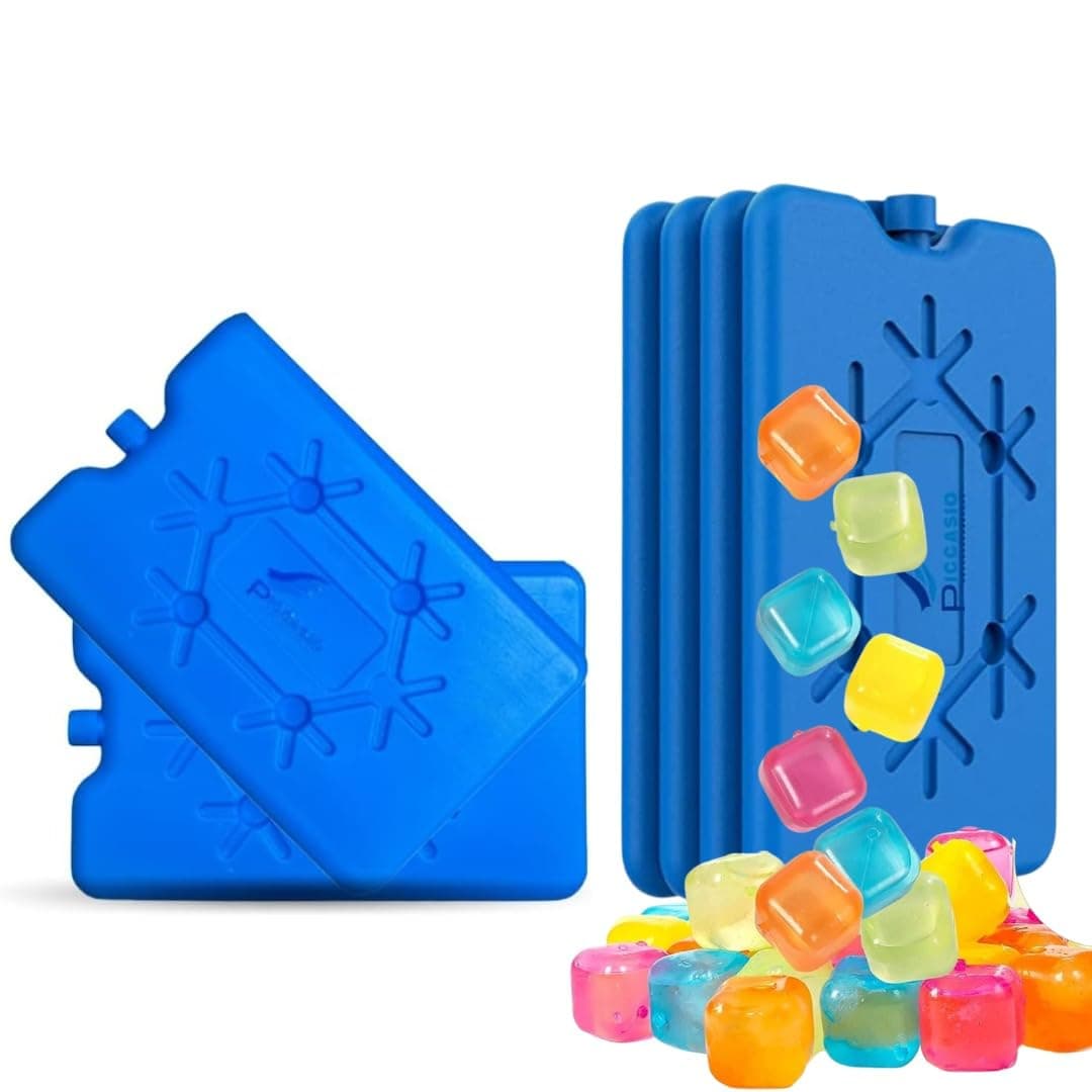 6 Ice Pack with 30 icecubes, Reusable Thin Can Be Placed in Lunch Box, Cooler, Freezer to Keep Cold. Suitable For Cooler Bag For Work, School, (Icepack Withe Ice Cubes)