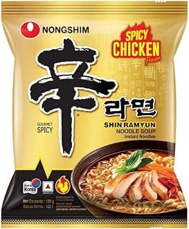 Shin Ramyun Spicy Chicken Flavour Noodle Soup Instant Noodles Gourmet Spicy, 4.23 oz ℮ 120 g