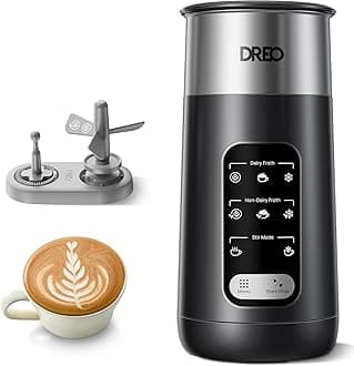 Dreo milk frother, 8 in 1 Electric Frother for Latte Art Coffee, 270ml Hot and Cold Foam Foam, Automatic Milk Heater for Dairy and Milk Free Milk with LED, Easy to Clean, BaristaMaker Air