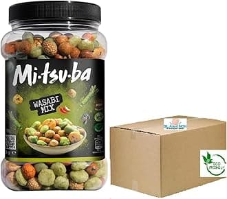 Mitsuba Wasabi Rice Snacks Mixture of Spicy Rice Crackers & Coated Peanuts 800g Japanese Snacks Boxed Slamtech