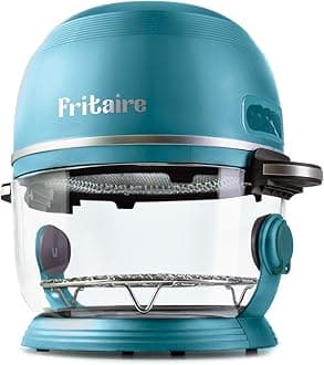 Fritaire4.7L Glass Bowl Air Fryer with Rotisserie and French Tumbler, Self Cleaning, Teal Green