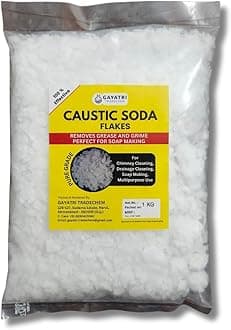 Caustic Soda Flakes Drainage Block Remover, Chimney Cleaning, Drain and Sink Cleaner, Best Soap Making Flakes - 1 KG by Gayatri Tradechem