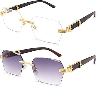 Hycredi Rimless Rectangle Sunglasses Men Women Retro Frameless Square Shade Y2k Sun Glasses Tinted Eyewear