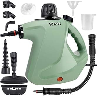 Kiato Handheld Steam Cleaner, 10 in 1 Steamer for Cleaning, Upholstery Steamer Cleaner, Car Steamer, Steam Cleaner for Surface Cleaning Home, Sofa, Bathroom, Car seat, Office (Green)