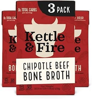 Kettle and Fire Chipotle Beef Bone Broth, Keto, Paleo, and Whole 30 Approved, Gluten Free, High in Protein and Collagen, 3 Pack