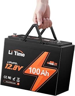LiTime 12V 100Ah RV Lithium Battery,Group 24 Rechargeable LiFePO4 Battery with Up to 15000 Cycles, 1.28kWh and Higher Energy Density, Perfect for Trolling Motors, Boat, Marine, Solar etc.