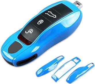 Shark Blue Key Fob Cover Compatible with Porsche Key Shell Key Fob Shell Replacement Compatible with Porsche Cayenne Panamera 911 718 Macan Boxster Cayman Old Style