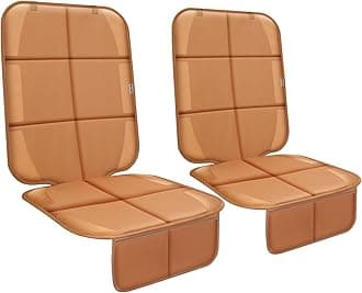 Meolsaek Car Seat Protector for Child Car Seat, Durable 600D Fabric Waterproof Car Seat Cover with Thick Pad Non-Slip Backing，No Imprints (Tan-2 pcs)