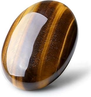 LAIDANLA Tiger's Eye 2.4" Large Palm Stone Healing Crystals Natural Gemstones Calming Effects Energy Balancing Reiki Polished Worry Stone Cleansing Protection Anxiety Stress Relief Therapy 1PC