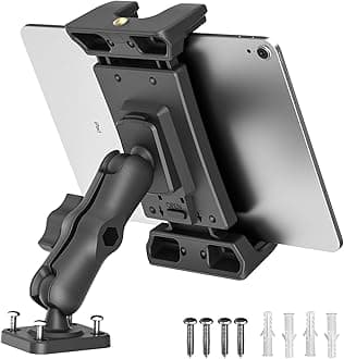 OHLPRO Heavy Duty Drill Base Car Tablet Holder, Compatible with iPad Samsung Tab 5"-13" Tablet and Phone, Car Tablet Mount for Truck/Business Vehicle/Desktop/Wall, etc.