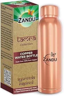 Copper Bottle (950ml): 100% Pure Copper |BPA Free Water Bottle | Copper Infused Water | Leak Proof | Office Bottle | Ayurveda Inspired
