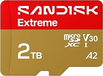 2TB Extreme microSDXC UHS-I Memory Card with Adapter - Up to 240MB/s, C10, U3, V30, 4K, 5K, A2, Micro SD Card- SDSQXAV-2T00-GN6MA