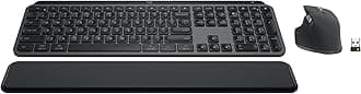 Logitech MX Keys S Combo - Performance Wireless Keyboard and Mouse with Palm Rest, Customizable Illumination, Fast Scrolling, Bluetooth, USB C, for Windows, Linux, Chrome, Mac,Color Graphite.