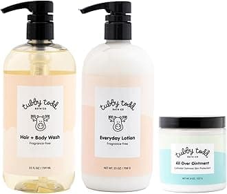 - 3-Step Baby Bath & Skincare Routine - The Regulars Bundle - Baby Shampoo and Body Wash, Everyday Lotion 25 Oz & All Over Ointment 8 Oz - Fragrance-Free