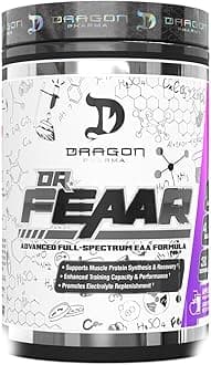 DRAGON PHARMA Dr. FEAAR® Advanced Full-Spectrum EAA Matrix, Supports Muscle Protein Synthesis and Recovery, Enhanced Training Capacity and Performance (30 Servings, Grape Juice)