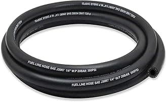 1/4 Fuel Line, NBR Rubber 1/4 Fuel Hose Nylon Braided, Fuel Line Hose for Automotive Vehicles(5FT)