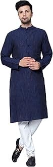 LATEST CHIKANMen's Cotton Regular Textured Long Kurta Full Sleeves - Casual Ethnic Wear�