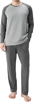 DAVID ARCHY Mens Pajama Set Long Sleeve PJs, Soft Lightweight Sleepwear with Pockets, Comfortable Loungewear for Sleeping