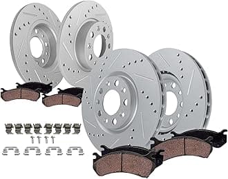 Detroit Axle - 8pc Brake Kit for Jeep 2015-2022 Renegade 2016-2020 500X, Drilled and Slotted Disc Brake Rotors Ceramic Brakes Pads Replacement : 12.00" inch Front and 10.94" inch Rear Rotors