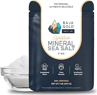 Baja Gold Mineral Sea Salt – Fine Grind – Unrefined, Mineral-Rich & Low in Sodium – 100% Natural, No Additives – Perfect for Seasoning, Cooking & Baking, Available in 454g