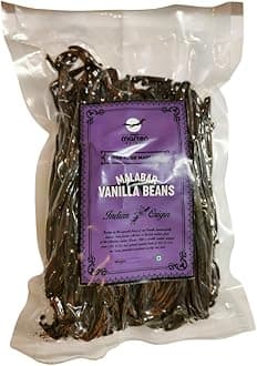 Malabar Vanilla Beans Gourmet Grade | 1.5-2% Vanillin | 25-30% Moisture | Natural & Pure | For Baking, Extract, Coffee, Brewing, Cooking | Single Origin (100G)