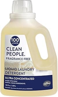 THE CLEAN PEOPLE The Clean People Liquid Laundry Detergent - Recyclable Packaging, Stain Fighting - Ultra Concentrated, Laundry Soap - Fragrance Free, 50 fl oz