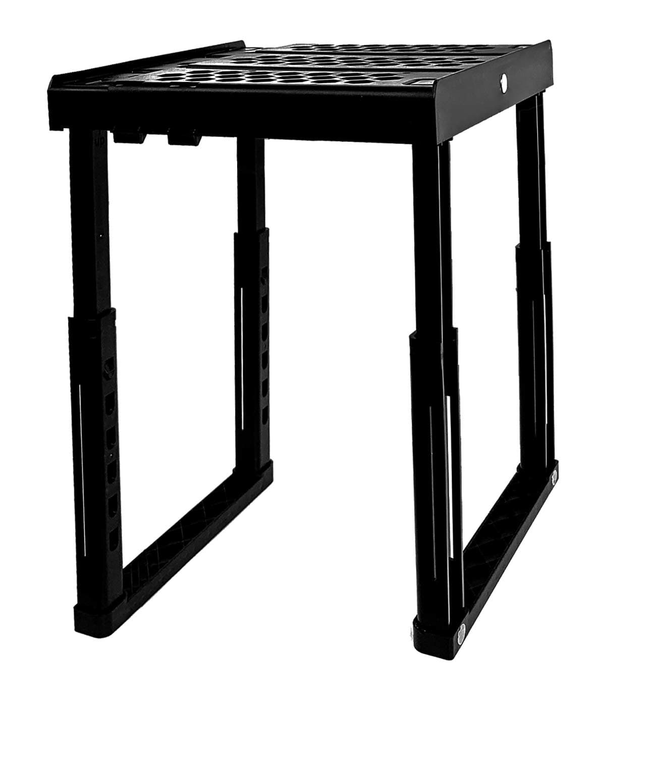 Locker Organizer Shelf, Adjustable Width and Height, Stackable, Ideal Locker Shelf for School, Office, Gym Lockers, or Even Kitchen Cabinets & Under Sink Organization (Black)