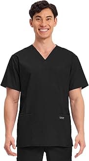 Cherokee Men's V-Neck Top Traditional fit with 4 Pockets, Ultra Soft, Durable, Fade Resistant, 2-Way Stretch Fabric - WW695