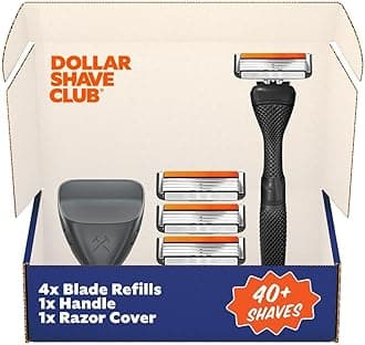 Dollar Shave Club | Travel Shave Set | 4 Swift Rinse Refill Cartridges, 1 Handle (Black), 1 Razor Cover
