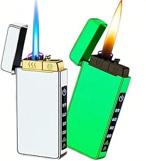Torch Lighter, Butane Torch Soft Flame Plasma Dual Arc 3-in-1 Lighter, USB Rechargeable Electric Lighters with Flashlight, Windproof Refillable Lighters (Without Fuel) (Luminous White)