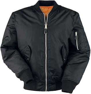 MA1 BOMBER JACKET WITH HEAVY BRASS ZIP (L, BLACK)