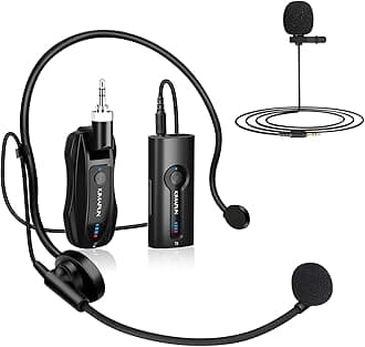 KIMAFUN Wireless Lavalier Microphone System, Wireless 2.4GHz Lapel Mics Handheld Mic 2 in 1 for Teaching, Teachers, Speech, Tour Guiding, Speaker, Amplifier, PA System, Broadcast, KM-G70(1TX1RX)