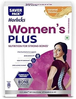 Horlicks Women's Plus Caramel Nutrition Drink 400 g Refill Pack, Nutrition for strong Bones with 100% daily Calcium & Vitamin D - No Added Sugar