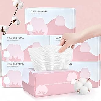 Cayxenful Disposable Face Towel Face Cloths for Washing Soft Cotton Dry Wipes Facial Cloths Towelettes for Washing and Drying, 600 Count Facial Tissue for Cleansing, Skincare and Makeup Remover