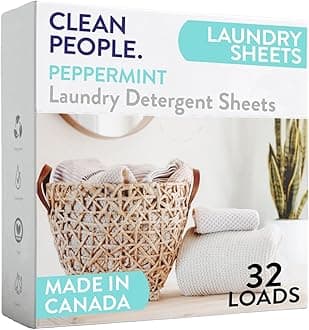 The Clean People Laundry Detergent Sheets - Laundry Soap - Ultra Concentrated, Recyclable Packaging, Stain Fighting - Peppermint, 32 Pack