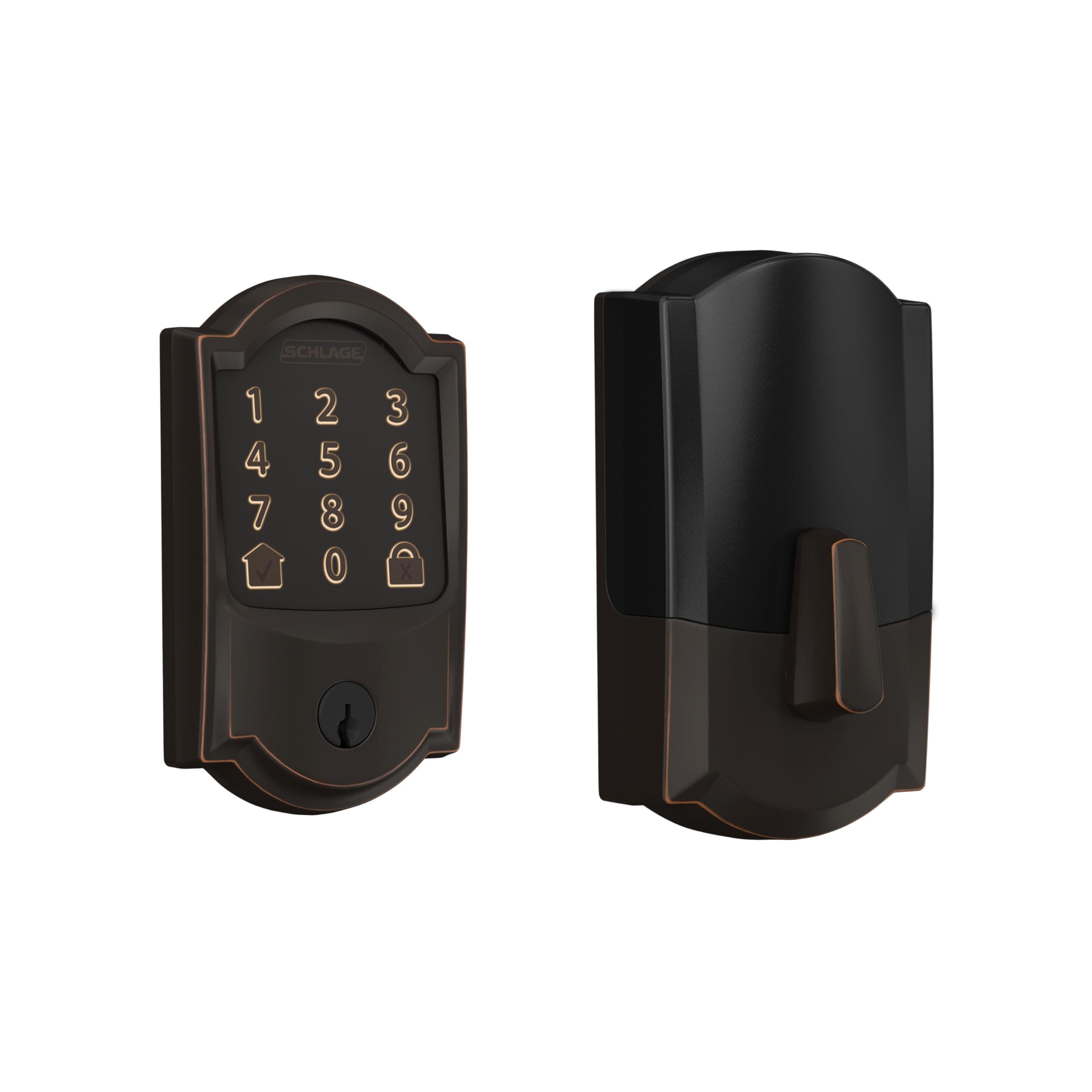 Encode Smart Wi-Fi Deadbolt Lock with Touchscreen Keypad, Keyless Front Door Entry, App Control, Alexa, Google Home and Airbnb Compatible, Aged Bronze, BE489WB CAM 716