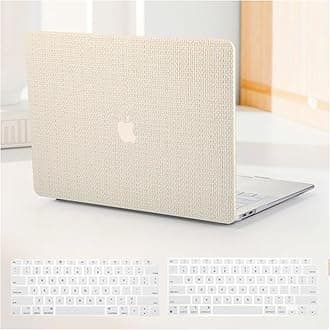 Compatible with MacBook Pro 13 inch Case M2 2024, 2023, 2022-2016 A2338 M1 A2251 A2289 A2159 A1989 A1708 A1706 Touch Bar, Woven Fabric Textured Cream Leather Hard Shell & Keyboard Cover, Beige
