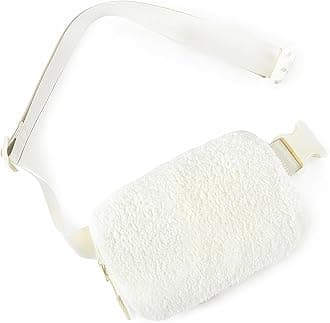 Telena Belt Bag for Women Men Fashionable Crossbody Fanny Pack for Women Trendy Waist Bag with Adjustable Strap Fleece White